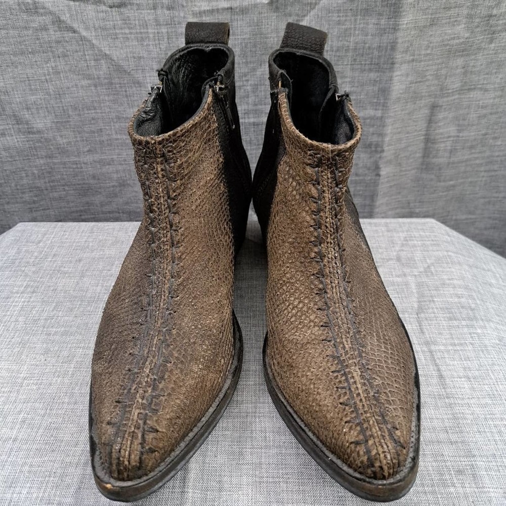 %Free People Boot Leather Suede Woman Size 7 Rustic Zip Up / D8